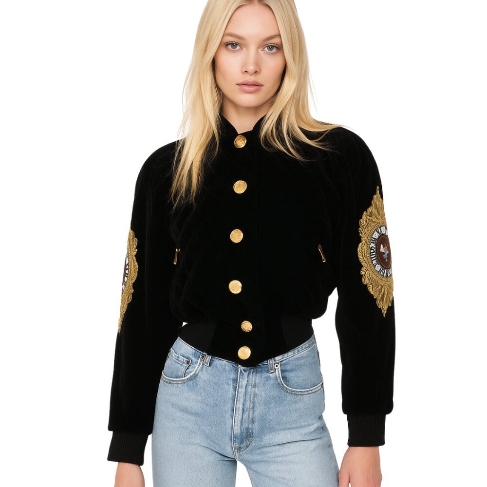 Vintage Escada RARE Velvet Quilted Bomber Jacket